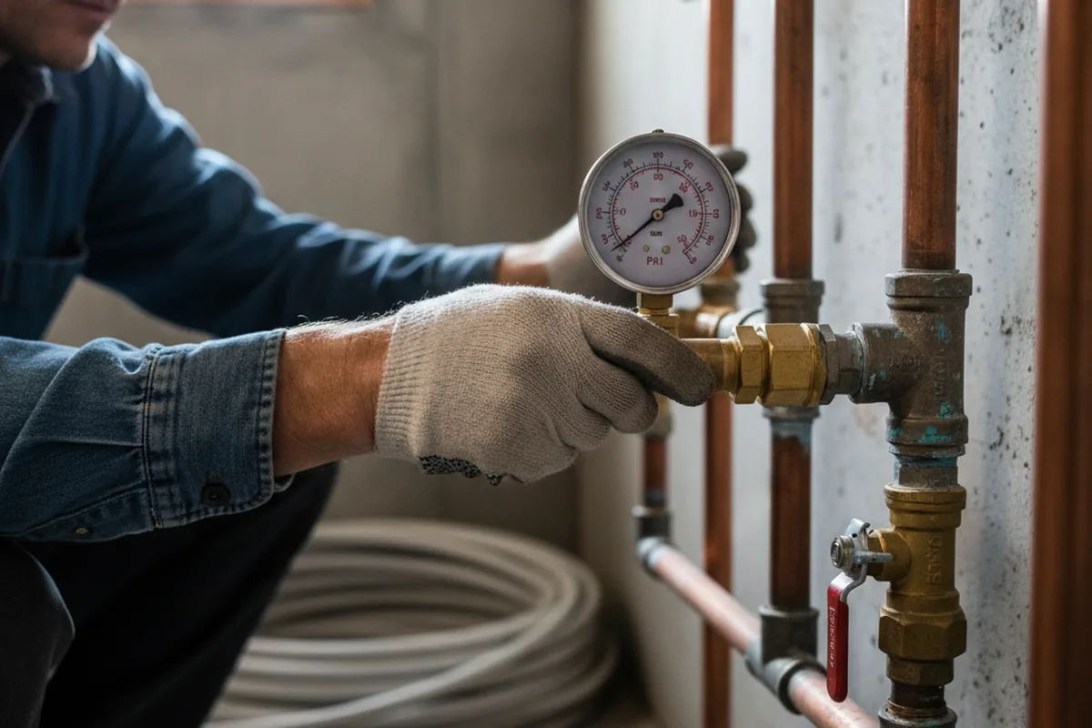 Pressure testing a repaired line during Water Line Repair in New Hampton